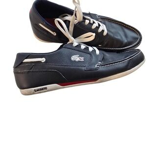 Lacoste Dreyfus Mens Navy Blue Leather Boat Shoe Sneakers Size 11